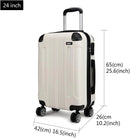 KONO 65x42x26cm Medium Grow Suitcase Lightweight Hard Case 65L Trolley suitcase with 4 Twin wheels ABS