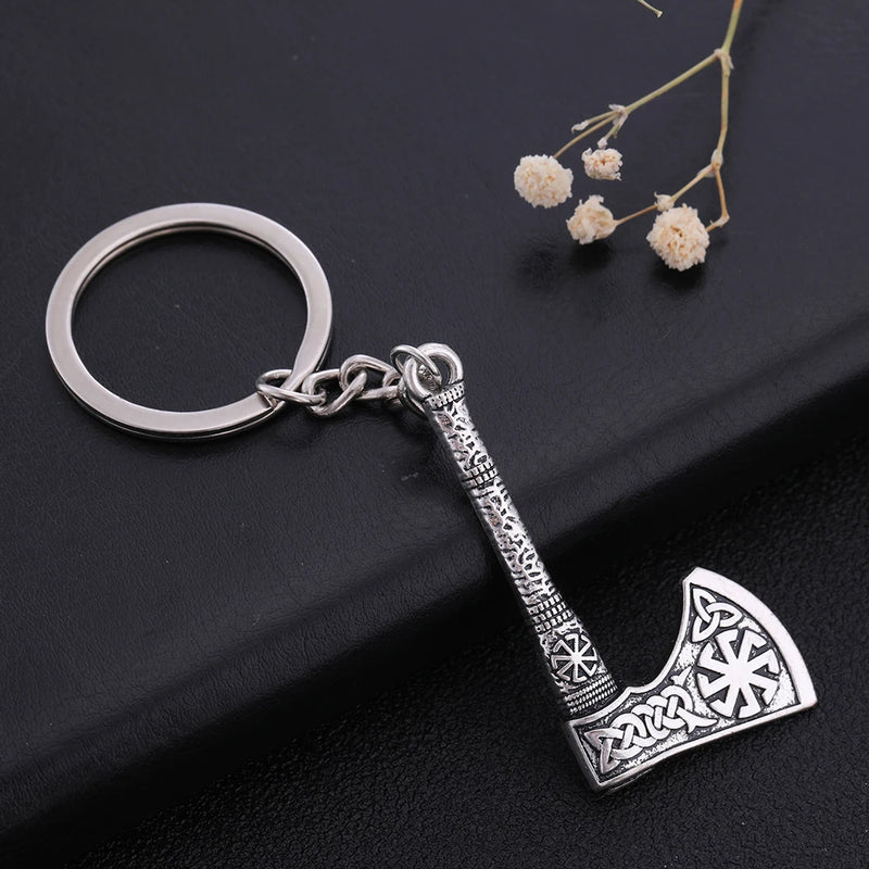 Fishhook Viking Keychain Punk Gothic Axe Vicca Talisman Slavic Irish Knot Pagan Amulet Pendant Key Chain For Man Gift jewelry