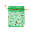 50Pcs Eid Mubarak Decoration Mesh Bag Organza Hot Stamping Silver Star Moon Candy Gift Drawstring Packaging Bag Party Supplies