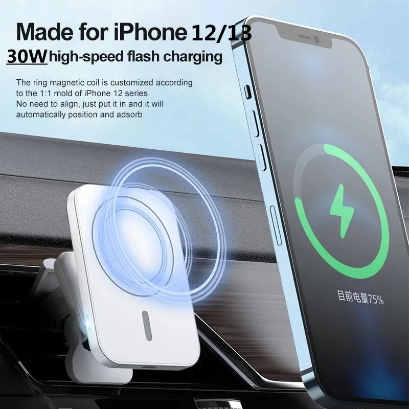 100W Car Air Vent Magnetic Wireless Chargers Stand Phone Holder Mini  Fast Charging Station For iPhone 13 14 15Pro Max macsafe