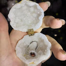 Natural Crystal Ring Box Moroccan Crystal Cave Jewelry Box Display Stand Rings Organizers Storage Container Valentine's Day Gift