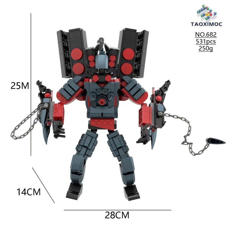 Skibidi Toilet Clock Man Building Blocks Toys Cameraman Speakerman Monitor Titan Tv Man Juguetes Brick Model Toys Gift For Kids