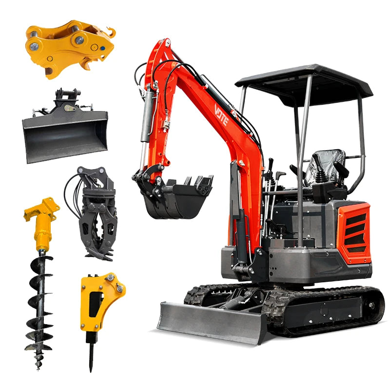 VOTE VTW-18 China Cheap Mini Crawler Hydraulic 1.8 Ton 1 Ton Excavator Red/green/black Digger Mini Digger For Sale customized