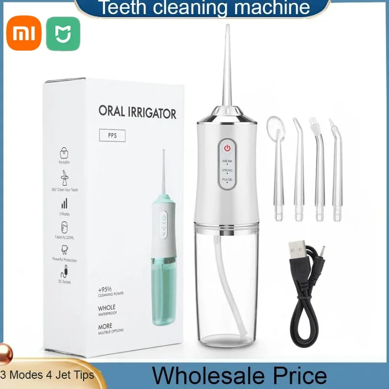 Xiaomi Portable Oral Irrigator Dental Water Flosser USB Rechargeable Water Jet Floss Tooth Pick 4 Jet Tip 3 Modes Teeth Cleaner