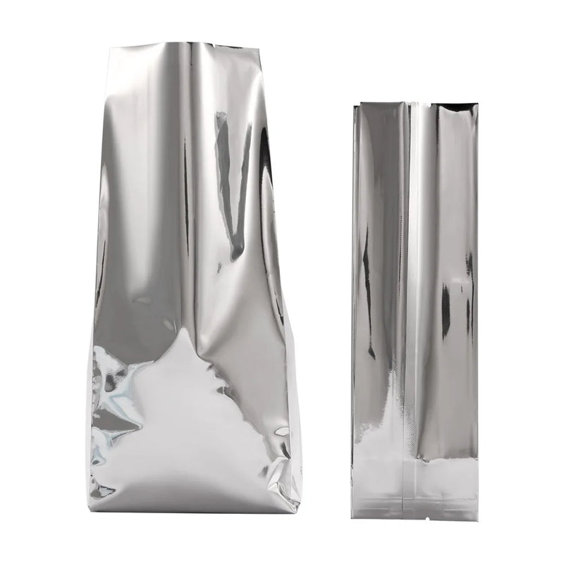 Sides Folded Aluminum Foil Bag 100pcs Silvery Plastic Side-gusseted Food Package Milk Powder Packing Pouch Tea Coffee Bean Bags