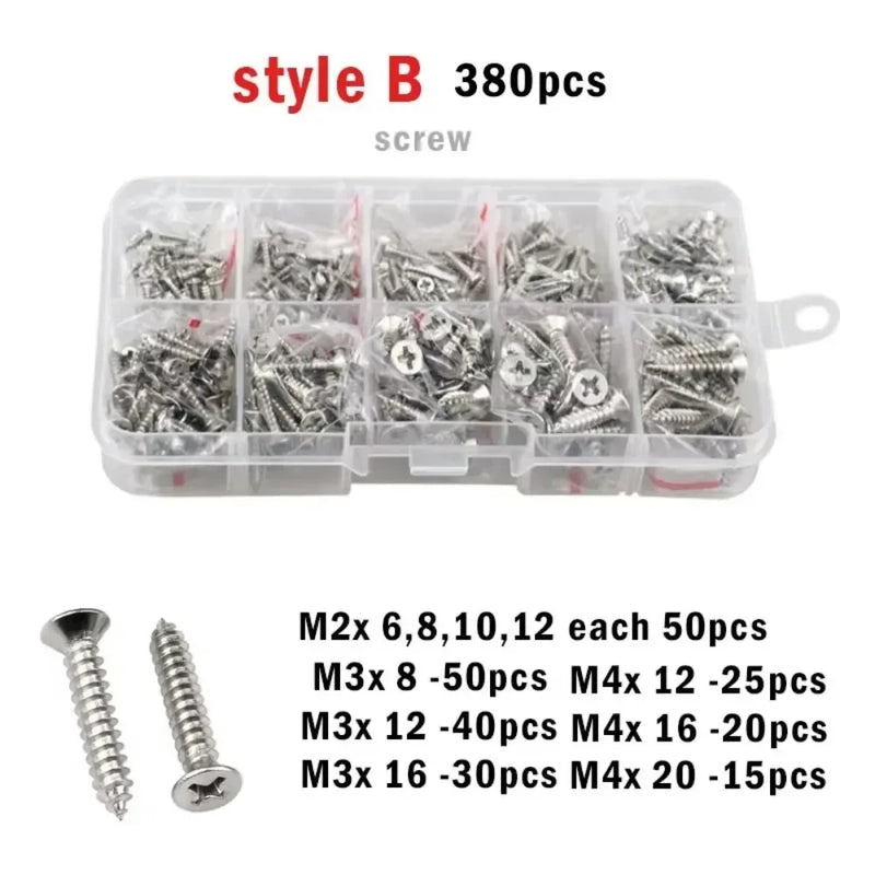 M1 M1.2 M1.4 M1.7 M2 M2.6 M3 M4 Stainless Steel Cross Countersunk Head Wood Screw Set Phillips Flat Head Self Tapping Screws Kit