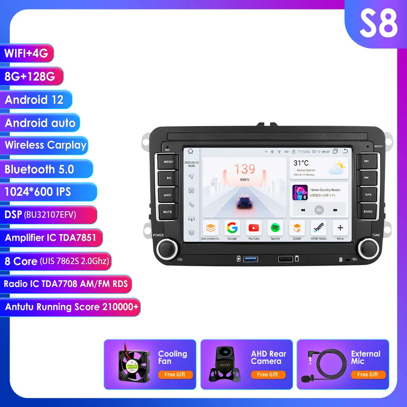 GPS Android 14 Auto Radio for Volkswagen VW Passat B6 B7 T5 Tiguan Touran GOLF POLO Carplay 4G Car Multimedia GPS 2din Autoradio