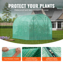 SucceBuy Walk-in Tunnel Greenhouse Hoop House Greenhouse Tunnel Plant House with Steel Frame Green PE Cover Roll-up Zipper Door