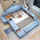 Multifonction Cute Modern Double Bed Queen Size Bedroom King Double Bed Faux Leather Smart Cama Matrimonial Bedroom Furniture