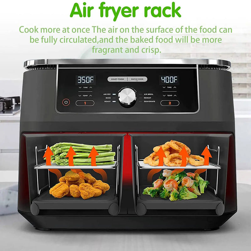 Air Fryer Rack for Double Basket Air Fryers, Dehydrator Rack for Ninja Foodi DZ201 DZ401 Air Fryer Accessories