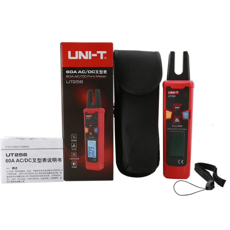 UNI-T UT256 60A AC/DC Fork Meter/True RMS Auto-Range Digital Clamp Ammeter/Electrical Universal Meter