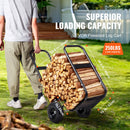 SucceBuy Firewood Log Cart Outdoor and Indoor Wood Rack Storage Mover with Wheels Heavy Duty Steel for Fireplace Fire Pit Black