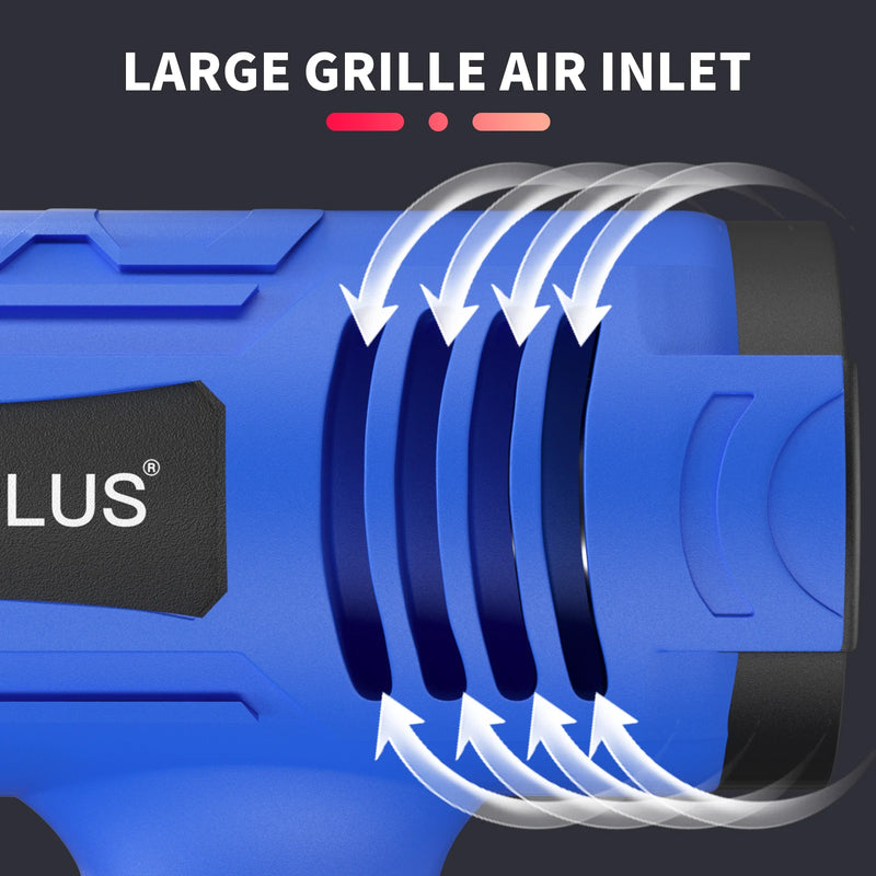 2000W Electric Heat Gun Hot Air Gun, 300℃ and 600℃, 300-500L/Min, 3 Nozzles, 1.5s Heating, for Stripping Shrinking Varnish