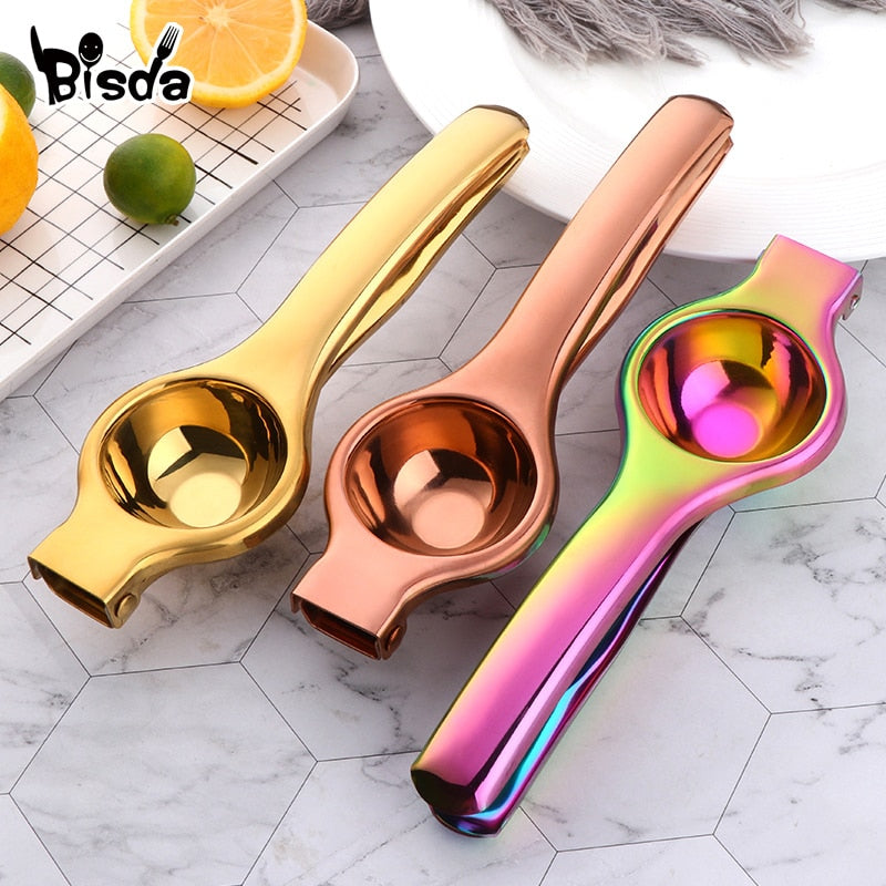 1PC Stainless steel Lemon Squeezer Golden Manual Fruit Juicer Household Orange Clip With Hand Press Kitchen Utensils