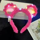 LED 14 Lamp Long Rabbit Ear Headband  Flashing Colorful String Lamp Luminous Hairband Birthday Party Christmas Easter Headband