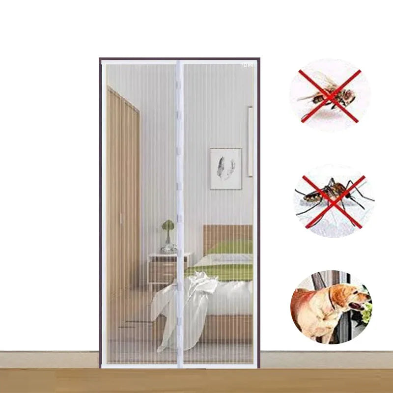 Magnetic Door Curtain Net with Fixing Automatic Closing Belt Anti Mosquito Net Insect Fly Partition Curtains Magic Door Mesh