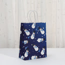 6Pcs Blue Christmas Theme Paper Gift Packing Bags Snowflake Snowman Shopping Bag for 2025 Xmas Navidad Christmas Party Deocr