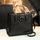 Brand Genuine Leather Real Bamboo Women's Bag Crocodile Pattern Handbag Portable Tote Bag Mom Tide Shoulder Messenger Bags