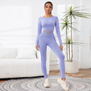 2 Pieces Sets For Women Wash Tie-dye Sports Sets Long Sleeved Round Neck Top Hight Waist Lift Hip Outdoors Leggings Sports Sets