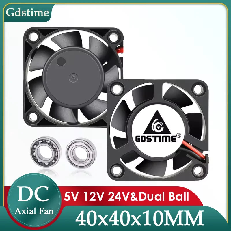 Gdstime 40mm Fan DC 5V 12V 24V 40MM*10MM Brushless Cooling Fan 4CM Dual Ball Mini Fan 4010 Fan for 3D Printer Parts Cooling