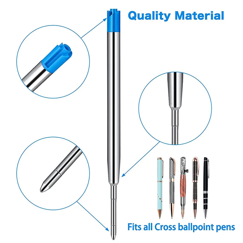 5Pcs Metal Tactical Pen Refills Replacement Gel Ink Refills for Retractable Ballpoint Pen Parker School Office Stationery