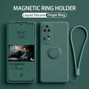 Liquid Silicone Case For Huawei Honor 90 80 60 50 Pro SE Funda For Honor 70 Pro 50 SE 60 30 20 Magnetic Ring Bracket Phone Cover