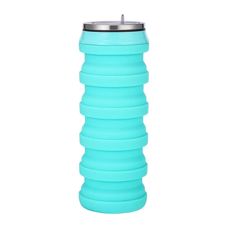 Leeseph Collapsible Water Bottle Silicone Folding Cup Canned Foldable Leakproof Sports Water Bottle-480ML