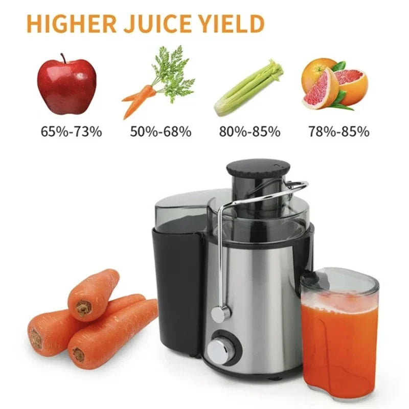 Electric Juicer 400W Stainless Steel Centrifugal Fresh Juice Machine Easy to Clean and Anti-Drip 3 Speeds Fruit Vegetable Juicer