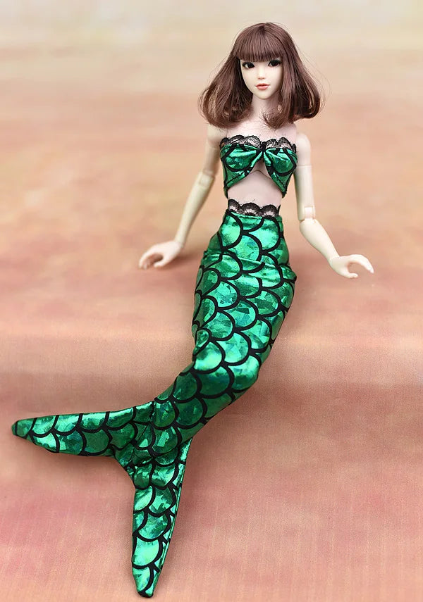 Handmade Dolls Party Dress Gown Skirt Fashion Clothes For Barbie Doll Genuine Mermaid Tail Dress Baby Toy