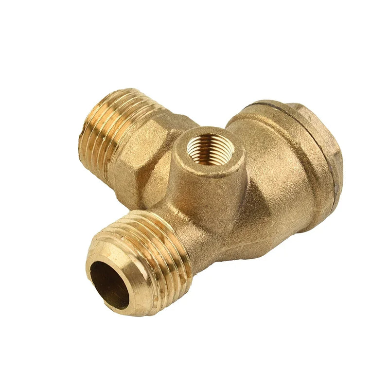 1/2" X 1/2" X 1/8"-Inner Direct Air Compressor Check Valve Air Compressor 3-Port Brass Male Threaded Check Valve Connector Tool