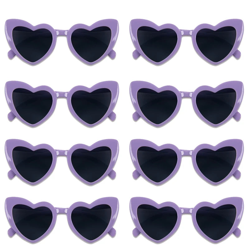 8pcs/6pcs Bachelorette Hen Party Sunglasses Black Heart Shaped Glasses Bride To Be Bridesmaid Gifts Wedding Bridal Shower Decor