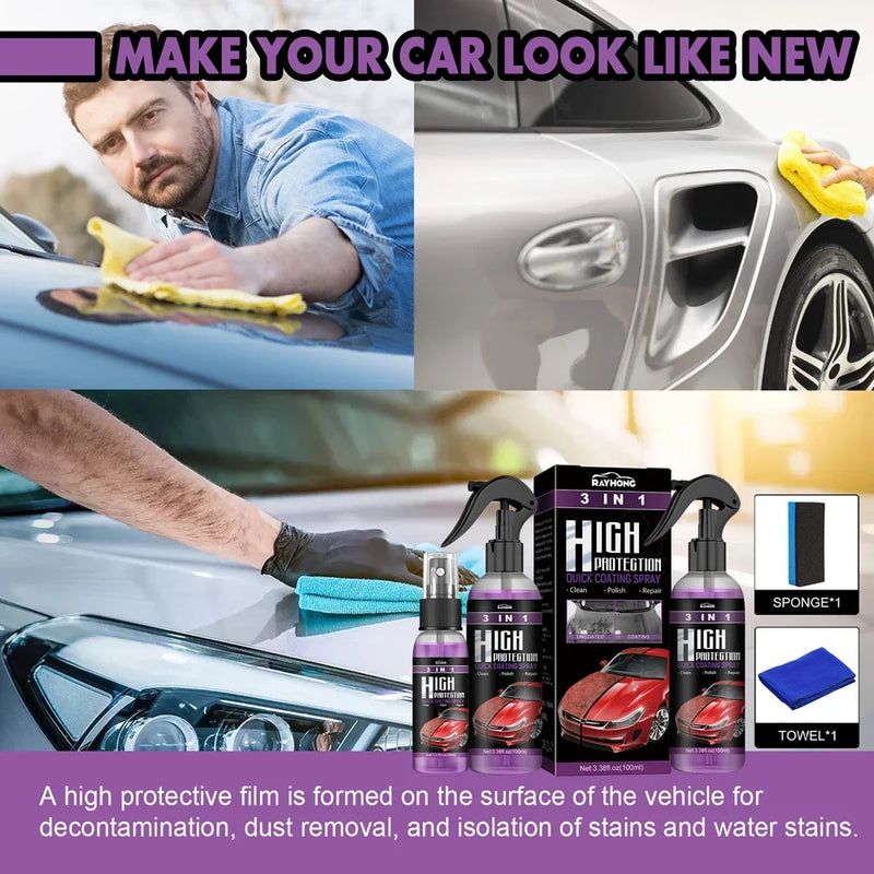 3 in 1 High Protection Quick Ceramic Coating Nano Spray Car Coating Wax Polishing Spray Plastic Refresh Fast Fine Scratch Repair