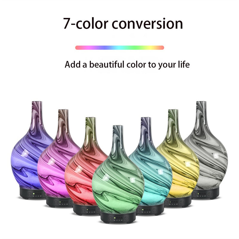 100ml Humidifier Aromatherapy Glass Marble Design Handmade Cool Mist Essential Oil Aroma Diffuser Auto Shut-Off  for Spa Home