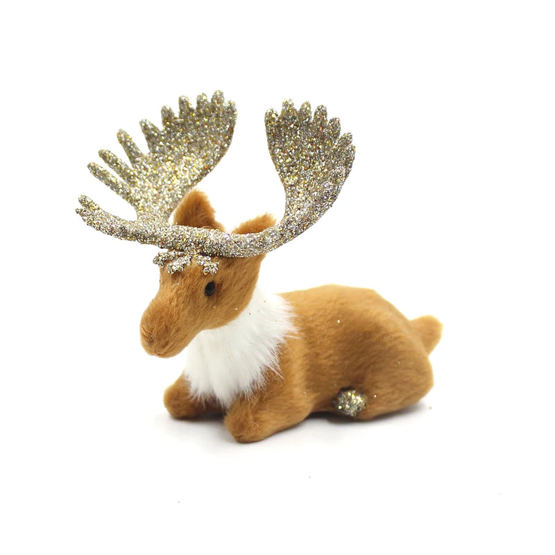 Simulation Christmas Deer Model Favor Xmas Home Decoration Craft Ornaments Display Table Reindeer Elk Animal Miniatures Kid Gift