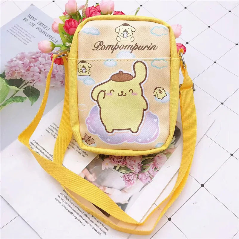 Sanrio Hello Kitty Shoulder Bag Kawaii Cute Cinnamoroll My Melody Kuromi Earphone Phone Storage Bags PU Crossbody bag Girl Gift