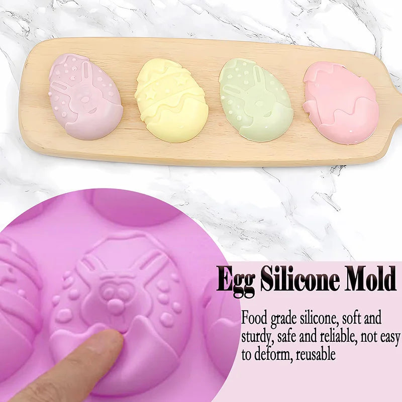 Easter Egg Molds Bunny Silicone Chocolate Egg Rabbit Bunny Molds for Baking Candy Jello Soap Egg Easter Party Cake Decorations