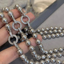 ANENJERY 6/8/10MM Gray Imitation Pearl Beads Chain Necklace for Women 2024 Trend Elegant Lady Necklace Jewelry Gifts