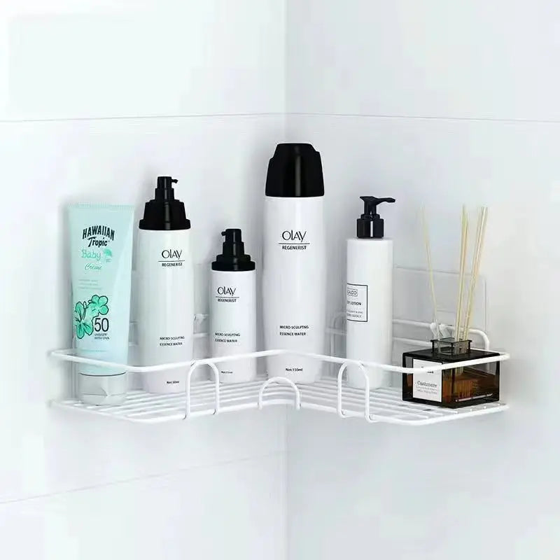 Bathroom Shelf Wall Mounted Corner Storage Shelves Shampoo Holder Cosmetic Rack Iron Shower Drain Basket Bathroom Organizer