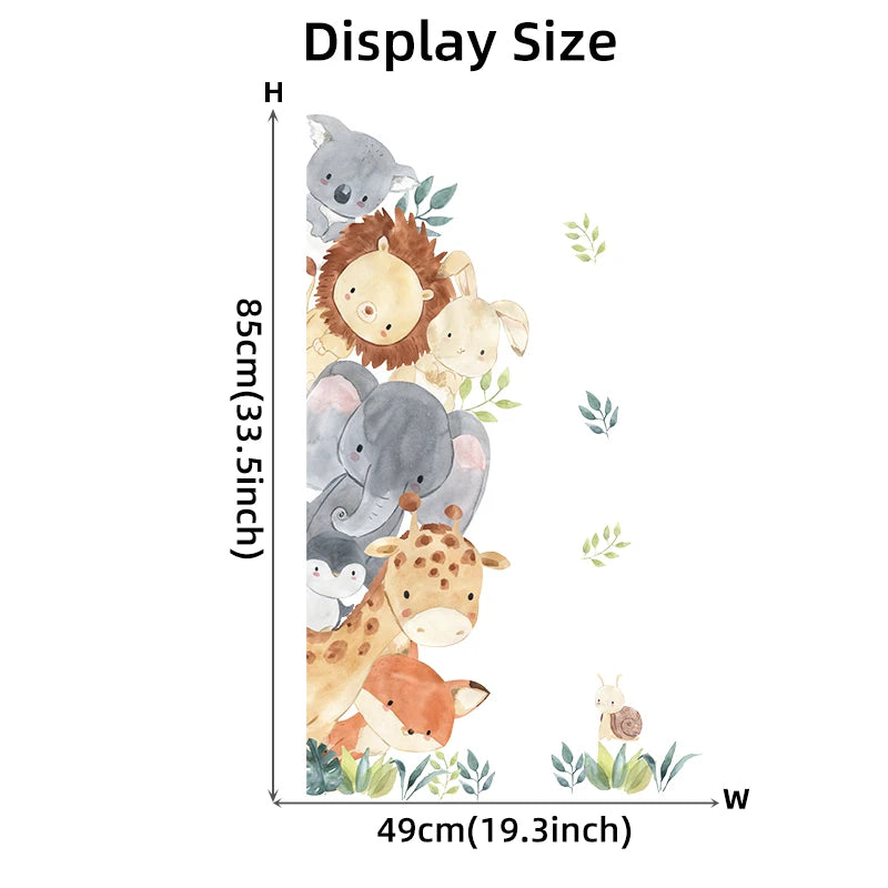 1 Pc Cartoon Cute Peep Animals Elephant Giraffe Rabbit Wall Stickers for Waterproof PVC Kids Room Kindergarten Home Decoration