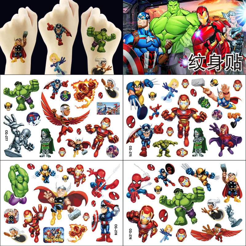 New The Avengers Cute Tattoos Super Hero Cartoon Stickers Arm Face Glowing Body Art Children Temporary Tattoo Kids Gift