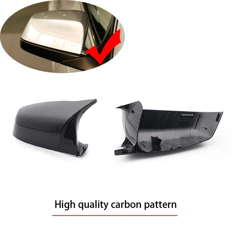 For BMW 5 6 7 Series E60 E61 E63 E64 F06 F07 F10 F11 F13 F01-F04 Carbon Fiber pattern Black Side Wing Rearview Mirror Cover Cap