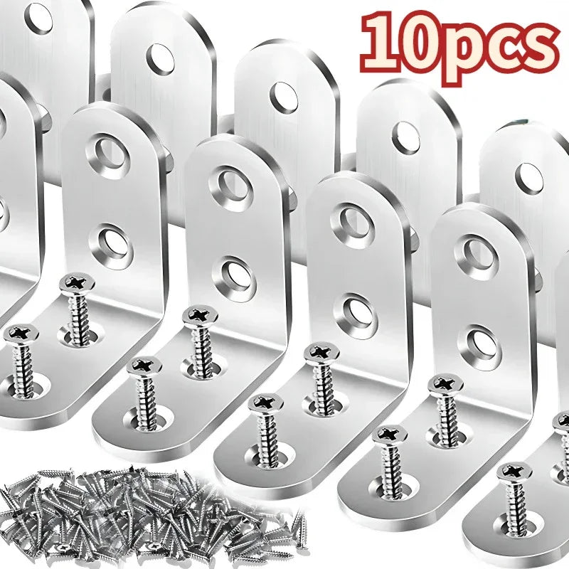 L Shaped Corner Brackets 90 Degree Right Angle Stainless Steel Bracket Fastener For Wood Furniture Bedframe Cabinet Accessories