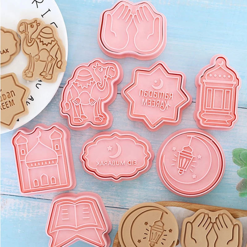 Eid Mubarak Biscuit Mold Ramadan Kareem Decoration Cookie Cutter Set 2024 Islamic Muslim Festival Party Supplies Baking Tools