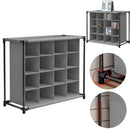 4 Tiers 16-Pair Non-woven Grid Shoes Rack Grey Cubes Storage Shelf Rack Organizers