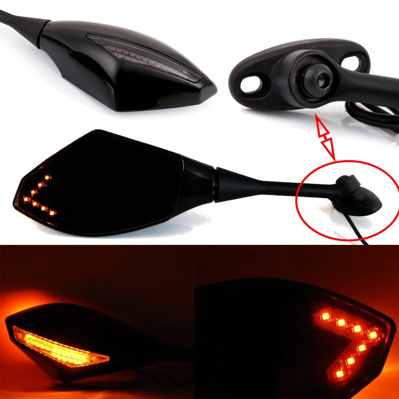 2PCS Hot Motorcycle LED With Turn Signal Integrated Indicator Lights Rearview Mirrors FOR Honda CBR600RR CBR1000RR 2004-2008