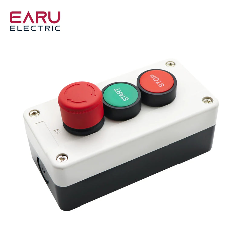 10A 600V Push Button Switch Control BoxWaterproof Button Indicator Light Plastic Case Emergency Stop Reset Point Electric Box