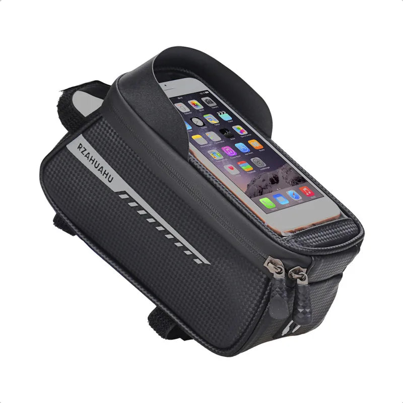 Bicycle Front Beam Bag Front Tube Cycling Bag Bicycle Waterproof Phone Case Holder Touchscreen waterproof Saddle Bag Accessories