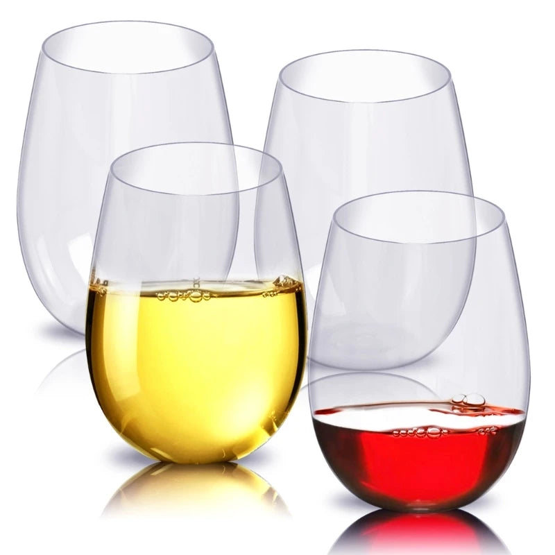 Plastic Stemless Wine Glasses Disposable 12 Oz 16 Oz Clear Plastic Wine Cups Shatterproof Recyclable and BPA Free 87HA