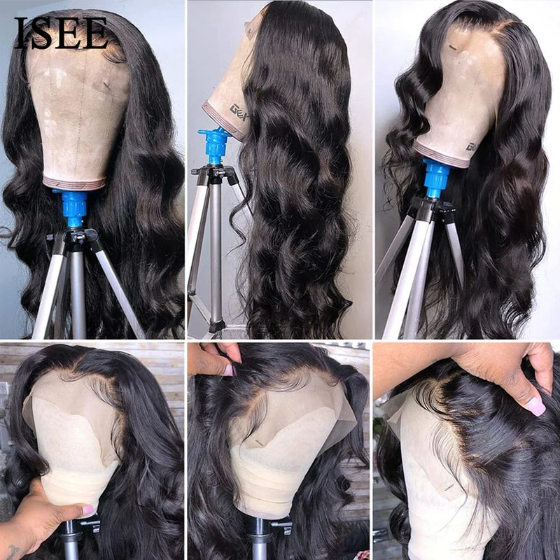 ISEE HAIR 13x6 Body Wave HD Lace Front Human Hair Wigs For Women Brazilian Human Hair Body Wave HD Transparent Lace Frontal Wigs