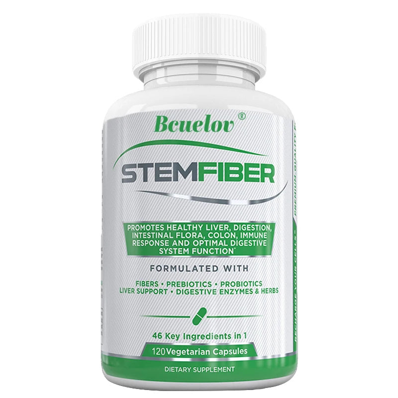 Fiber Probiotic + Prebiotic Supplement, Liver Support, Digestion, Gut Microbiome, Constipation Relief, 120 Capsules